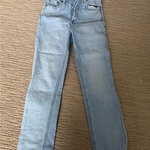 Denim Forum Arlo High Rise Straight Jeans in Light Blue